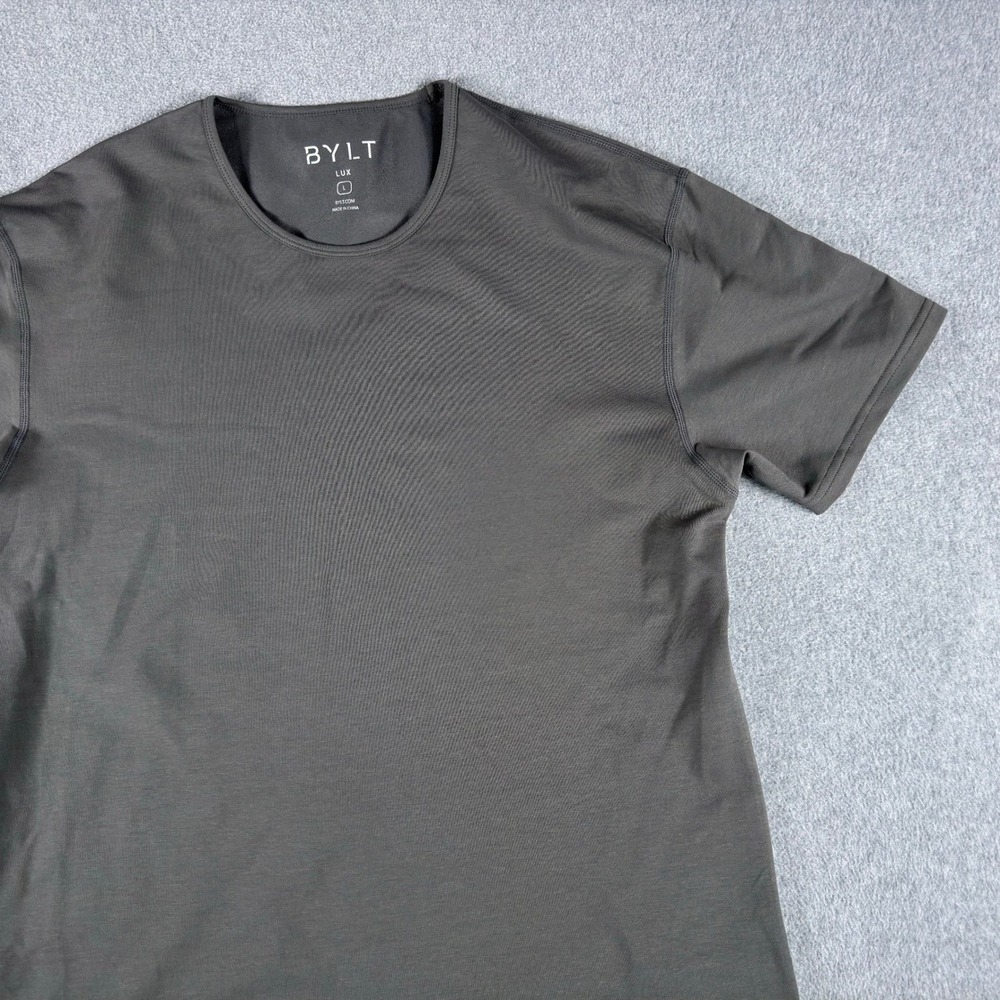 BYLT Shirt Mens Large Gray Lux Curved Hem Athletic Performance Premium Basics